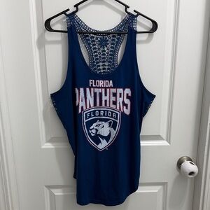 Calhoun NHL Florida Panthers Navy Blue Long Lave Tank Logo Size M